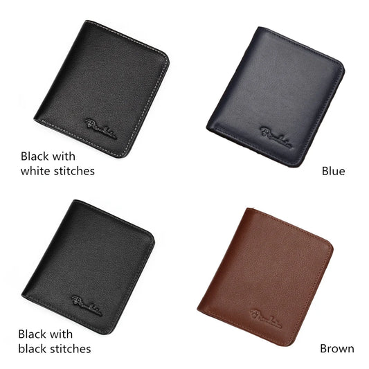 BISON DENIM Black Purse For Men Genuine Leather Men's Wallets Thin Male Wallet Card Holder Cowskin Soft Mini Purses N4429