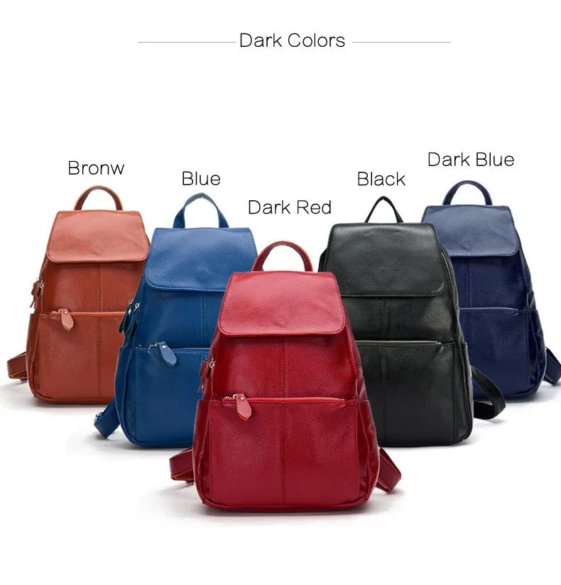 Zency Stylish Black White Genuine Leather Women Backpack A++ Quality Anti-theft Large Capacity Knapsack Travel Designer Rucksack