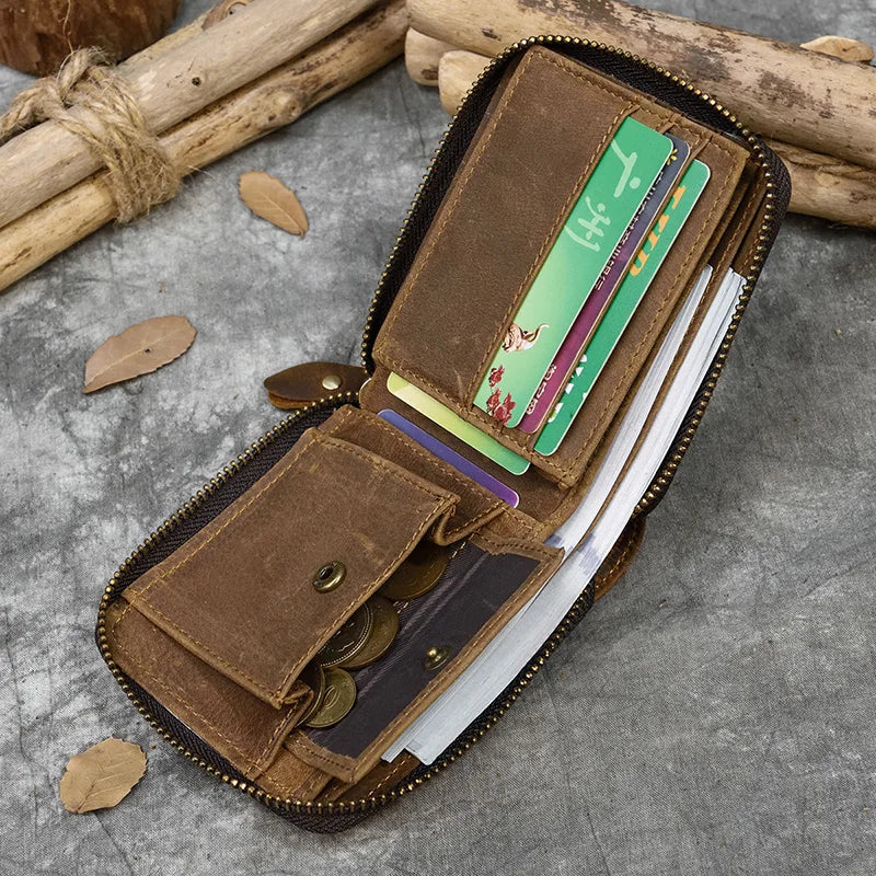 Trifold Snap Leather Wallet