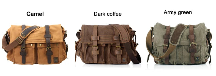 New Fashion Vintage Leather Canvas Men's Messenger Bag Cotton Canvas Crossbody Bag Men Shoulder Bag Sling Casual Bag Leisure