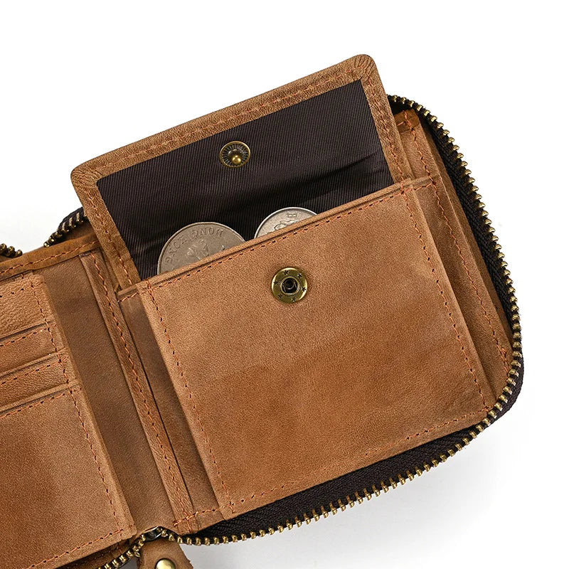 Trifold Snap Leather Wallet