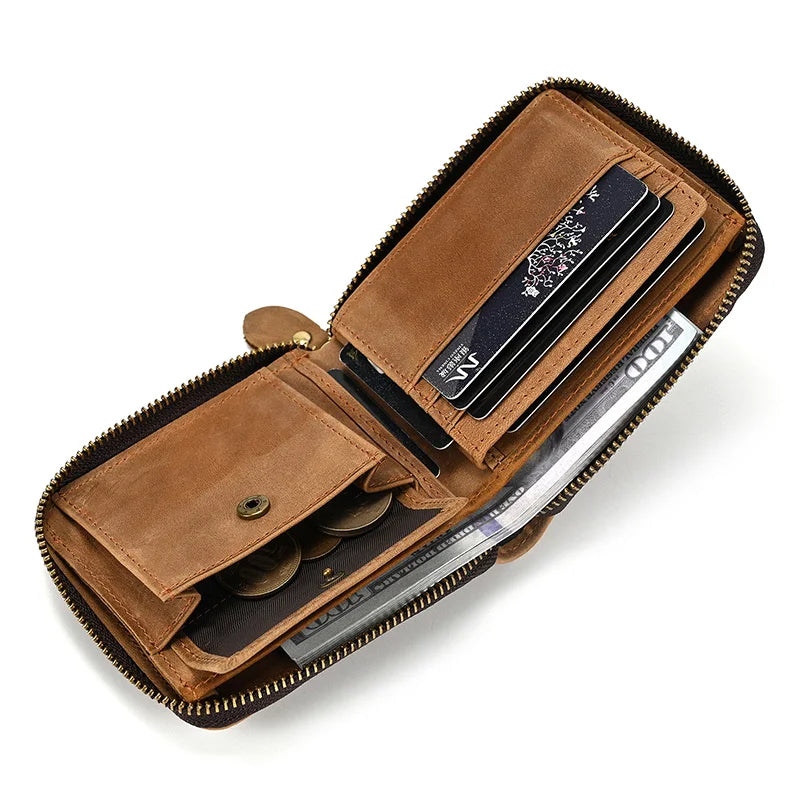 Trifold Snap Leather Wallet