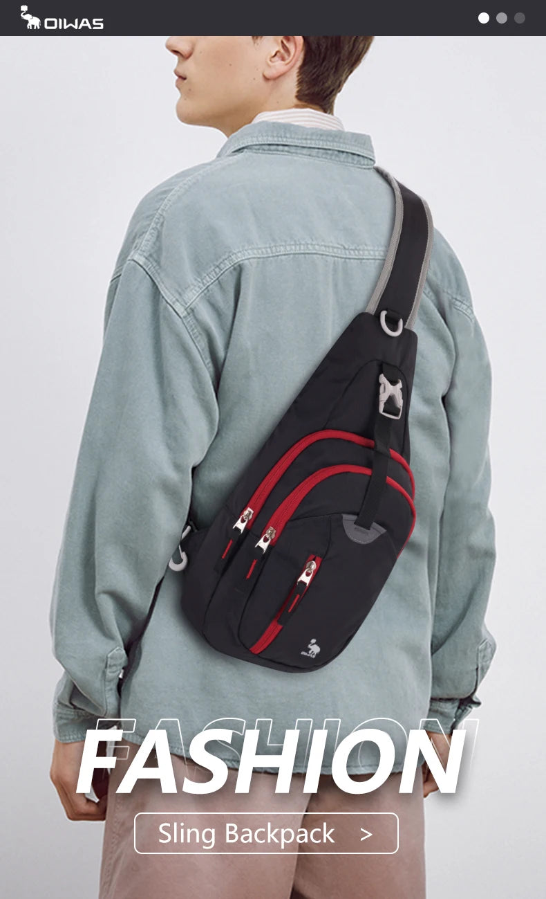 OIWAS Casual Crossbody Chest Bag Sling Shoulder Men's Bag One Strap Lightweight Male Bags Pouch DayPack for Men Travel Sport