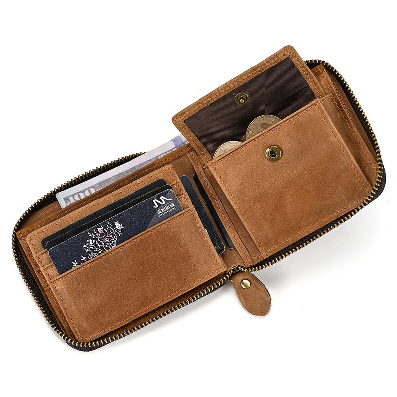 Trifold Snap Leather Wallet