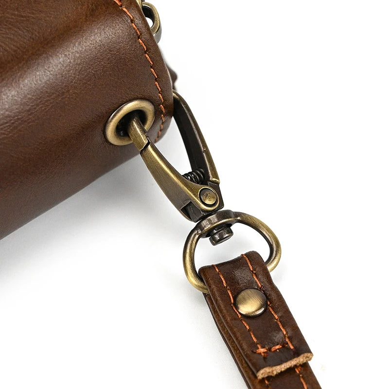 Luufan Vintage Crazy Horse Leather Men Women Long Purse Wallet Credit Card Double Zip Wallets Long Wallet Male Clutch Purse