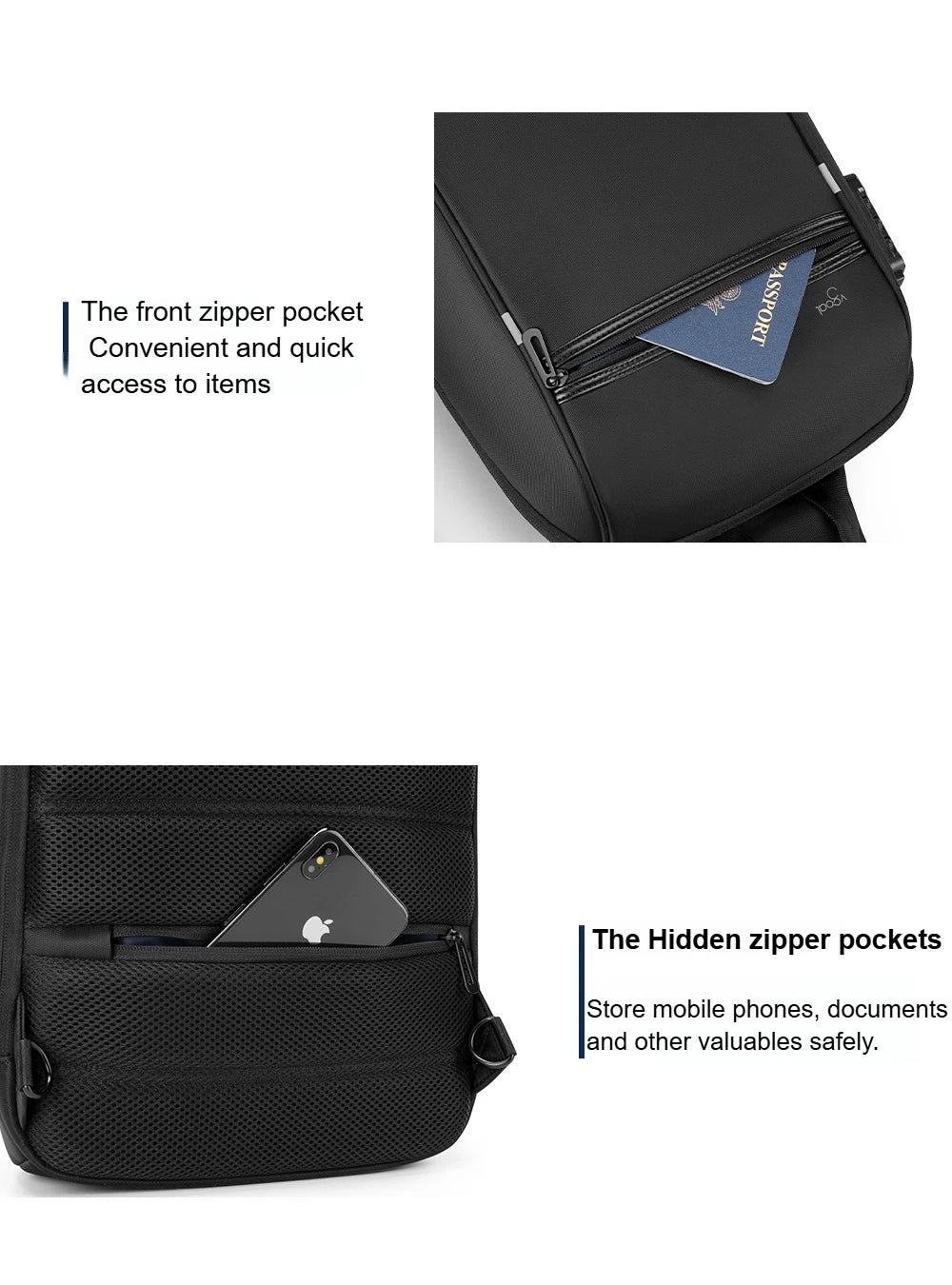 Kingsons/Vgoal Anti-theft Waterproof Single Shoulder Backpack For Men Laptop 14/13.3 inch W/ USB Charging Port&TSA Customs Lock
