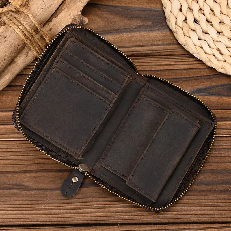 Trifold Snap Leather Wallet