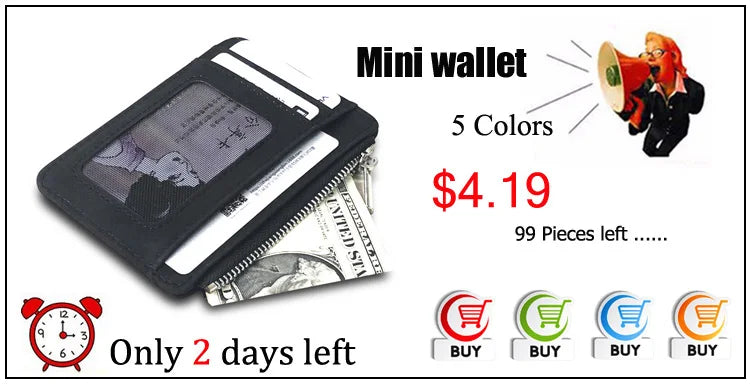 New Fashion Men's Leather Money Clips Wallet Multifunctional Thin Man Card Purses Women Metal Clamp For Money Cash Holder