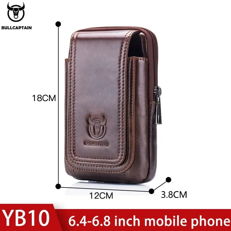 BULLCAPTAIN  MEN'S Leather BELT WAIST Bag Military Fanny PACK Molle Small Money Phone WAIST PACK Bum Pouch PURSE