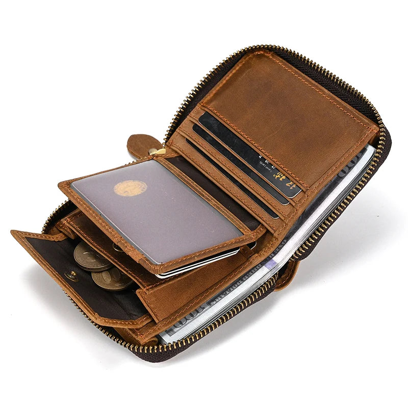 Trifold Snap Leather Wallet