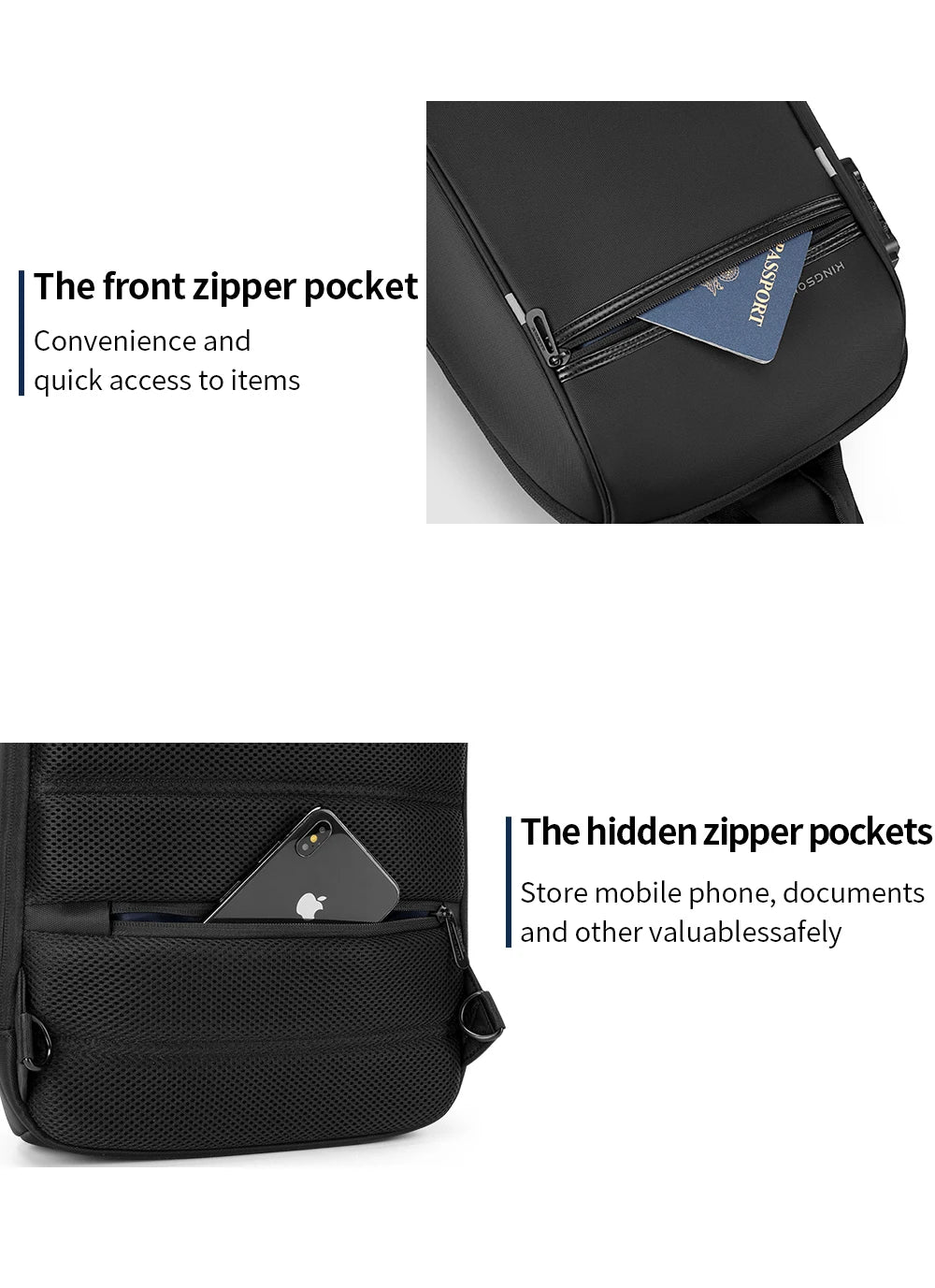 Kingsons/Vgoal Anti-theft Waterproof Single Shoulder Backpack For Men Laptop 14/13.3 inch W/ USB Charging Port&TSA Customs Lock
