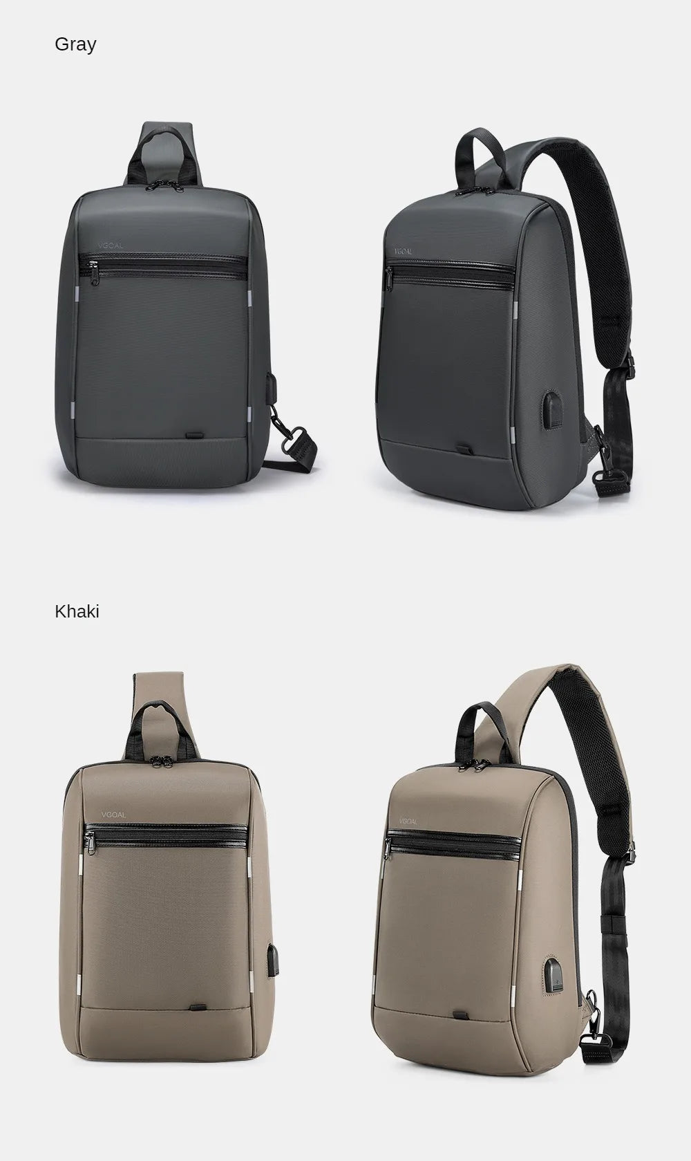 Kingsons/Vgoal Anti-theft Waterproof Single Shoulder Backpack For Men Laptop 14/13.3 inch W/ USB Charging Port&TSA Customs Lock