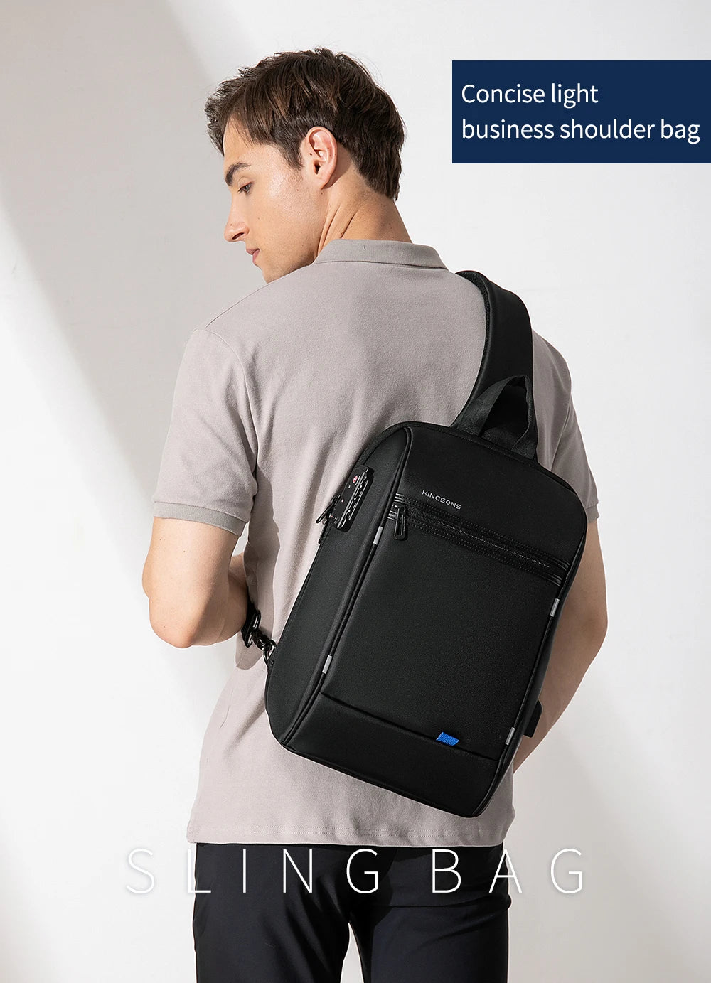 Kingsons/Vgoal Anti-theft Waterproof Single Shoulder Backpack For Men Laptop 14/13.3 inch W/ USB Charging Port&TSA Customs Lock