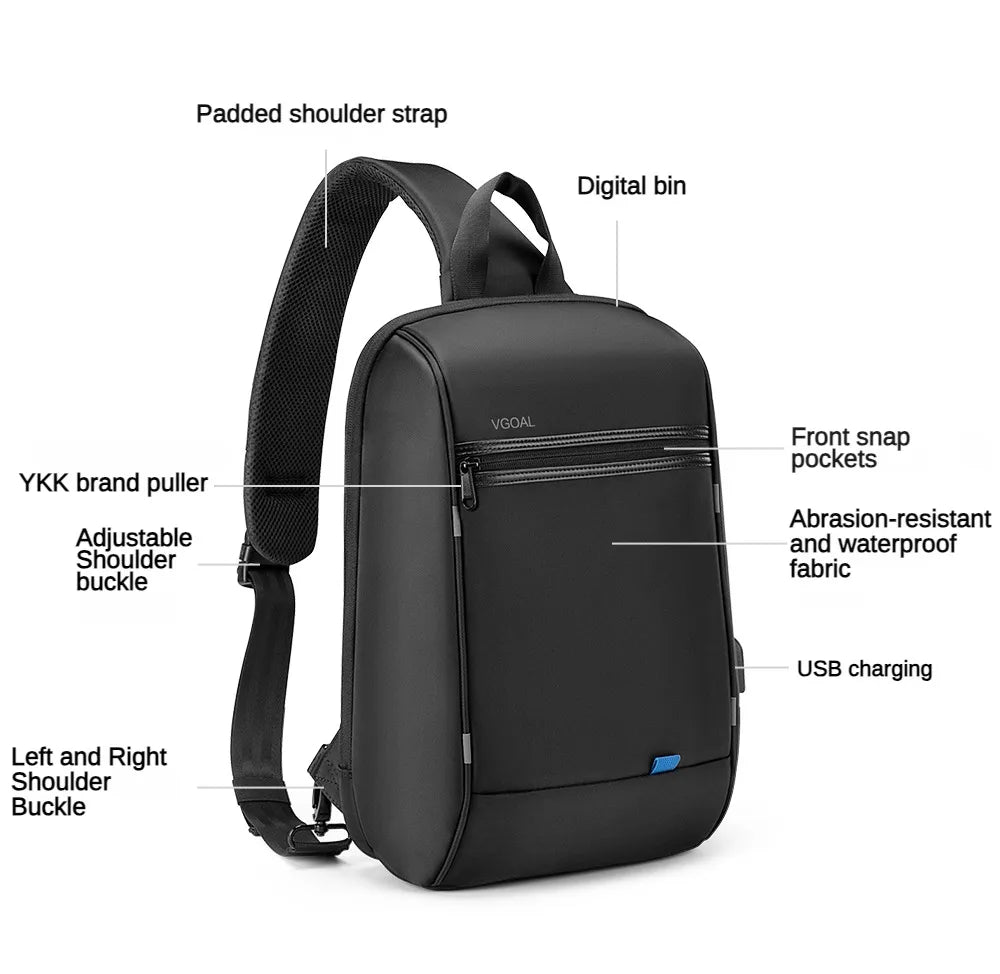 Kingsons/Vgoal Anti-theft Waterproof Single Shoulder Backpack For Men Laptop 14/13.3 inch W/ USB Charging Port&TSA Customs Lock