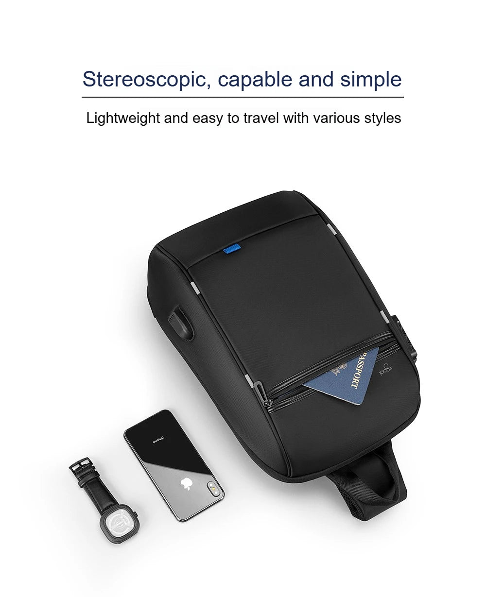 Kingsons/Vgoal Anti-theft Waterproof Single Shoulder Backpack For Men Laptop 14/13.3 inch W/ USB Charging Port&TSA Customs Lock