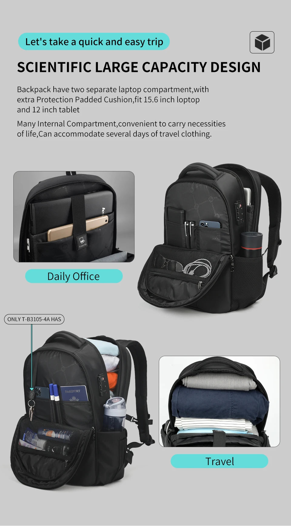 Lifetime Warranty Travel Backpack 14-15.6-17'' Laptop Backpack For Men TSA Anti Theft Backpack Male Backpack For School mochilas