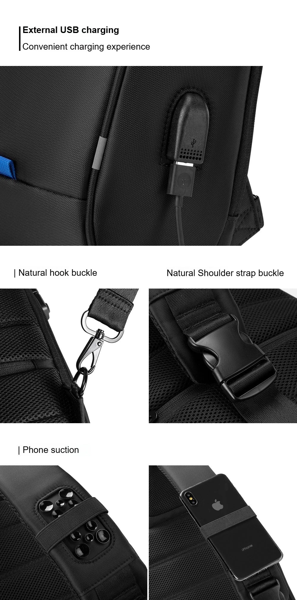 Kingsons/Vgoal Anti-theft Waterproof Single Shoulder Backpack For Men Laptop 14/13.3 inch W/ USB Charging Port&TSA Customs Lock