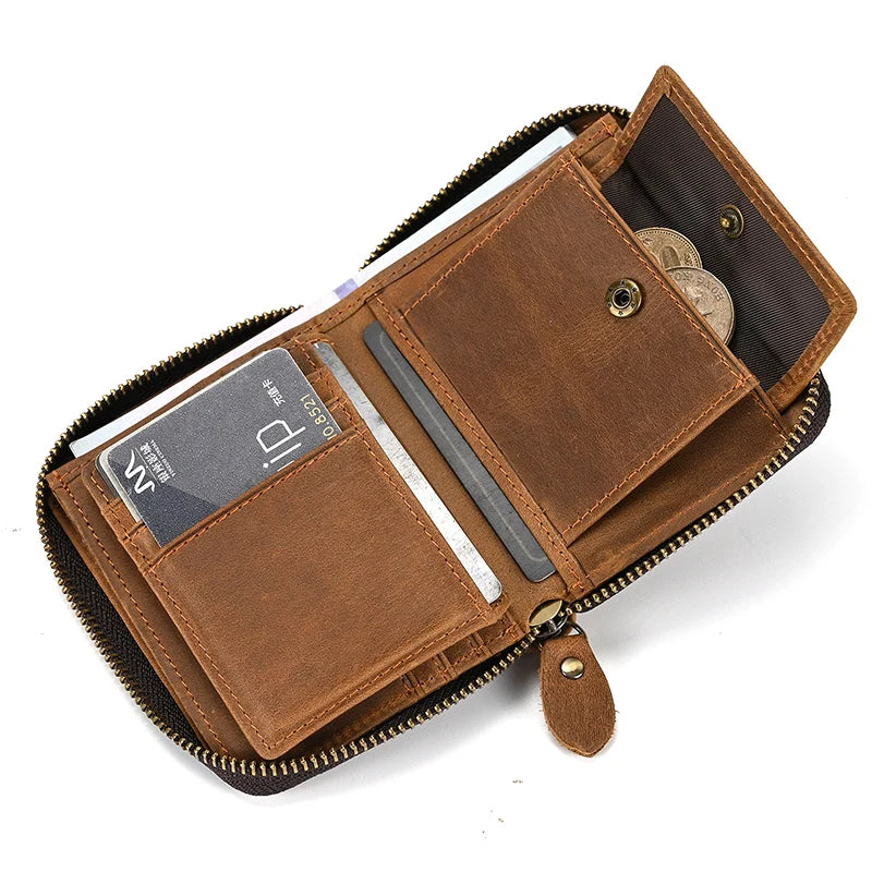 Trifold Snap Leather Wallet