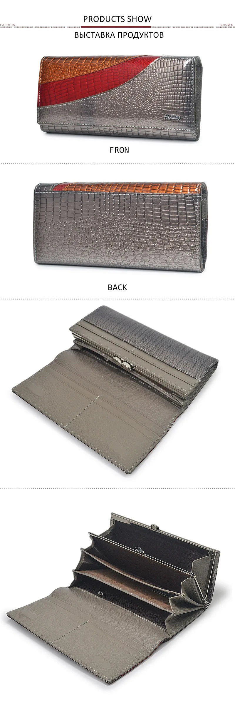 HH Women Wallets Brand Design High Quality Leather Wallet Female Hasp Fashion Alligator Long Women Wallets And Purses