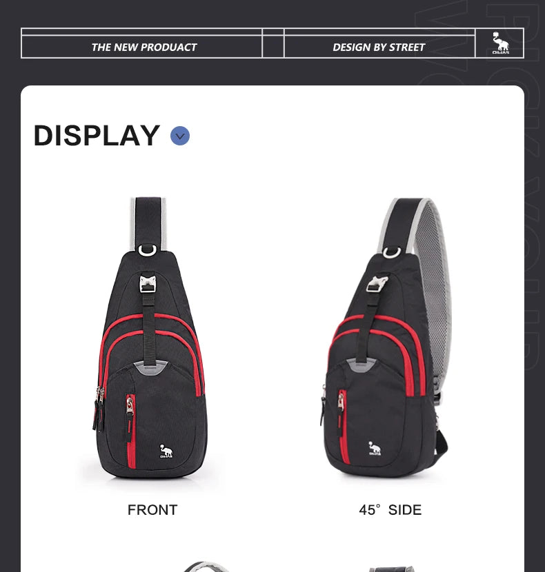 OIWAS Casual Crossbody Chest Bag Sling Shoulder Men's Bag One Strap Lightweight Male Bags Pouch DayPack for Men Travel Sport