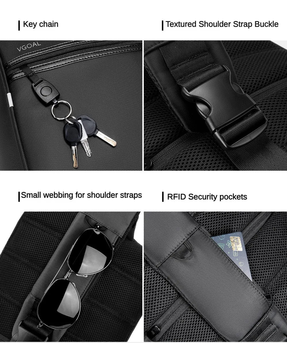 Kingsons/Vgoal Anti-theft Waterproof Single Shoulder Backpack For Men Laptop 14/13.3 inch W/ USB Charging Port&TSA Customs Lock