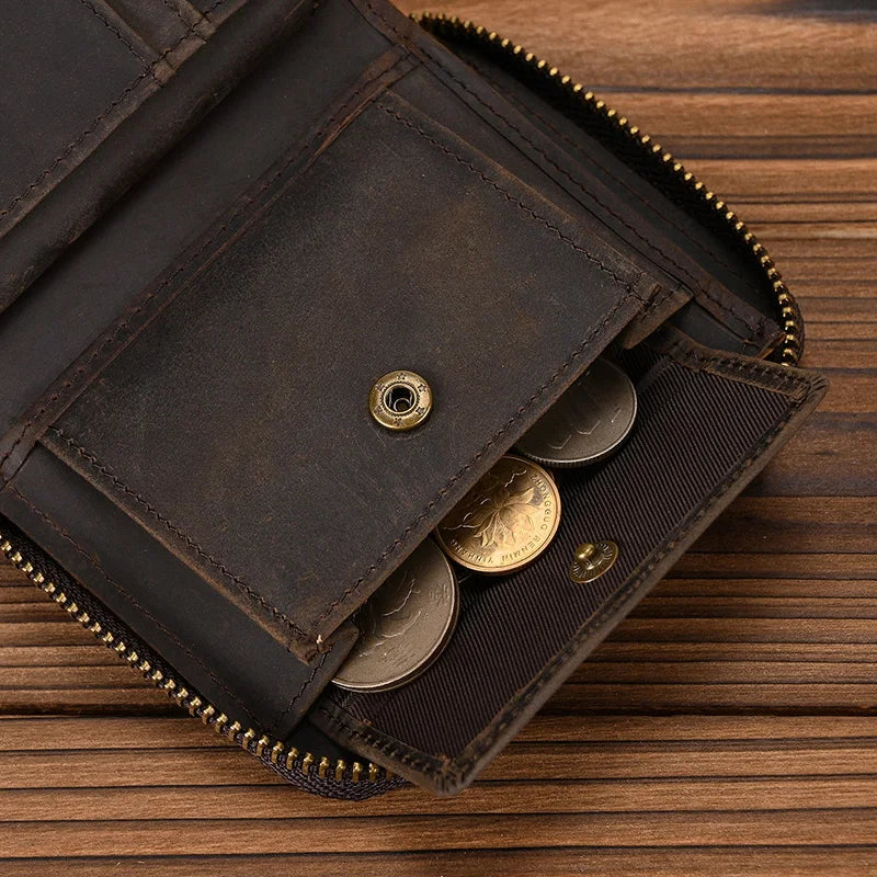 Trifold Snap Leather Wallet