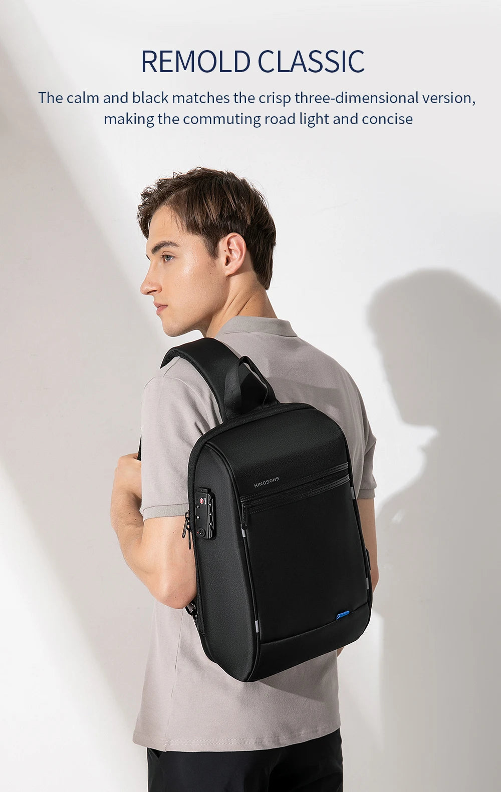 Kingsons/Vgoal Anti-theft Waterproof Single Shoulder Backpack For Men Laptop 14/13.3 inch W/ USB Charging Port&TSA Customs Lock