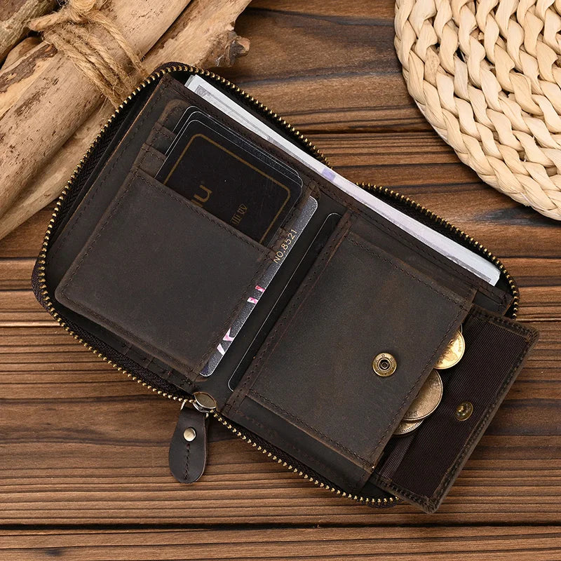 Trifold Snap Leather Wallet