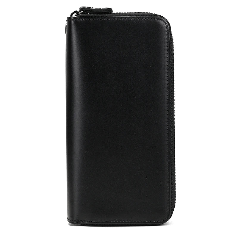 Luufan Vintage Crazy Horse Leather Men Women Long Purse Wallet Credit Card Double Zip Wallets Long Wallet Male Clutch Purse