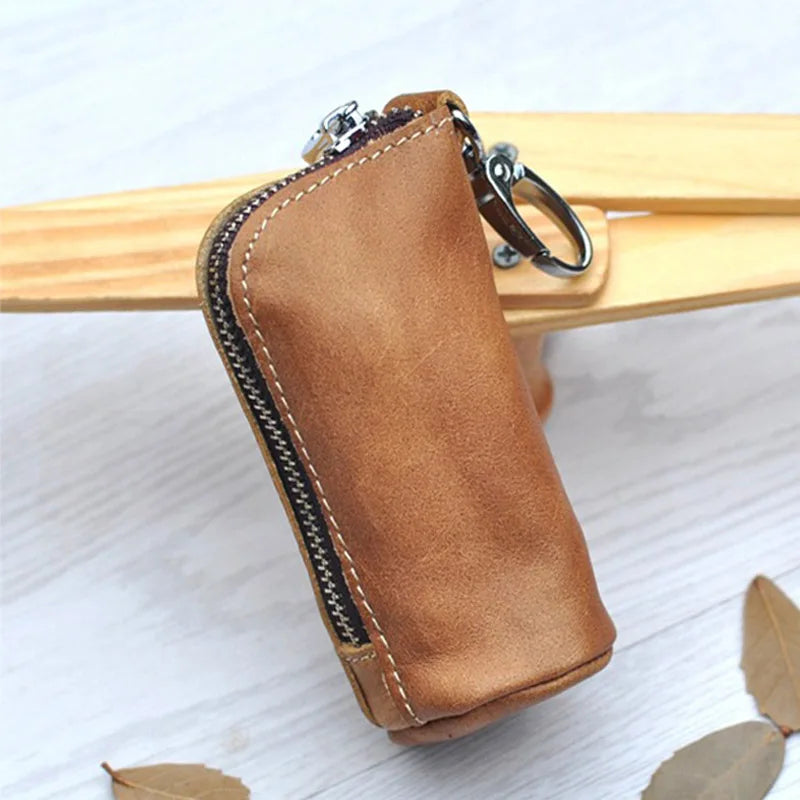 Zipper Leather Pouch Bag