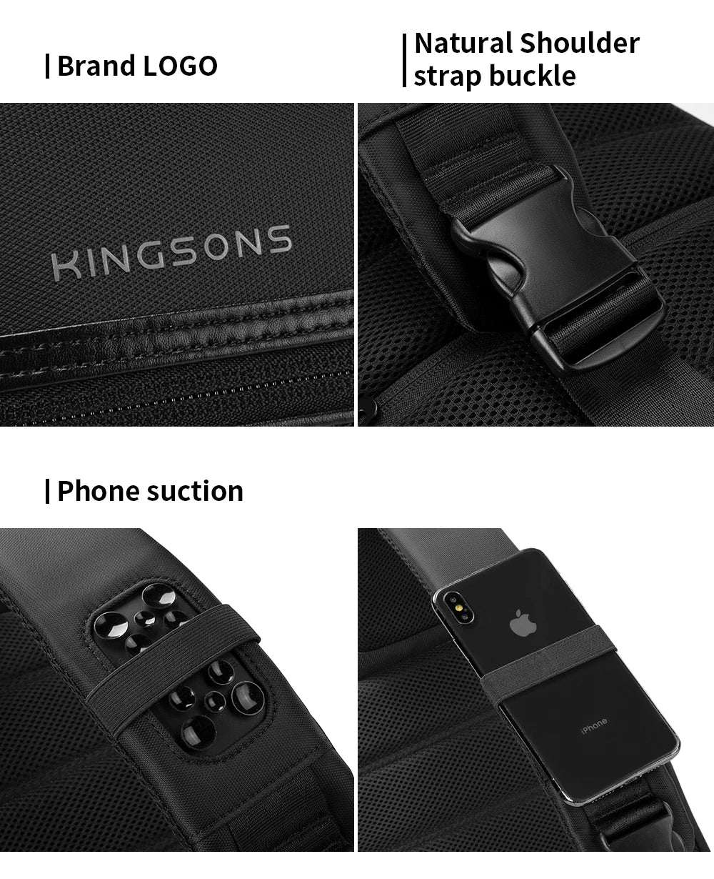 Kingsons/Vgoal Anti-theft Waterproof Single Shoulder Backpack For Men Laptop 14/13.3 inch W/ USB Charging Port&TSA Customs Lock