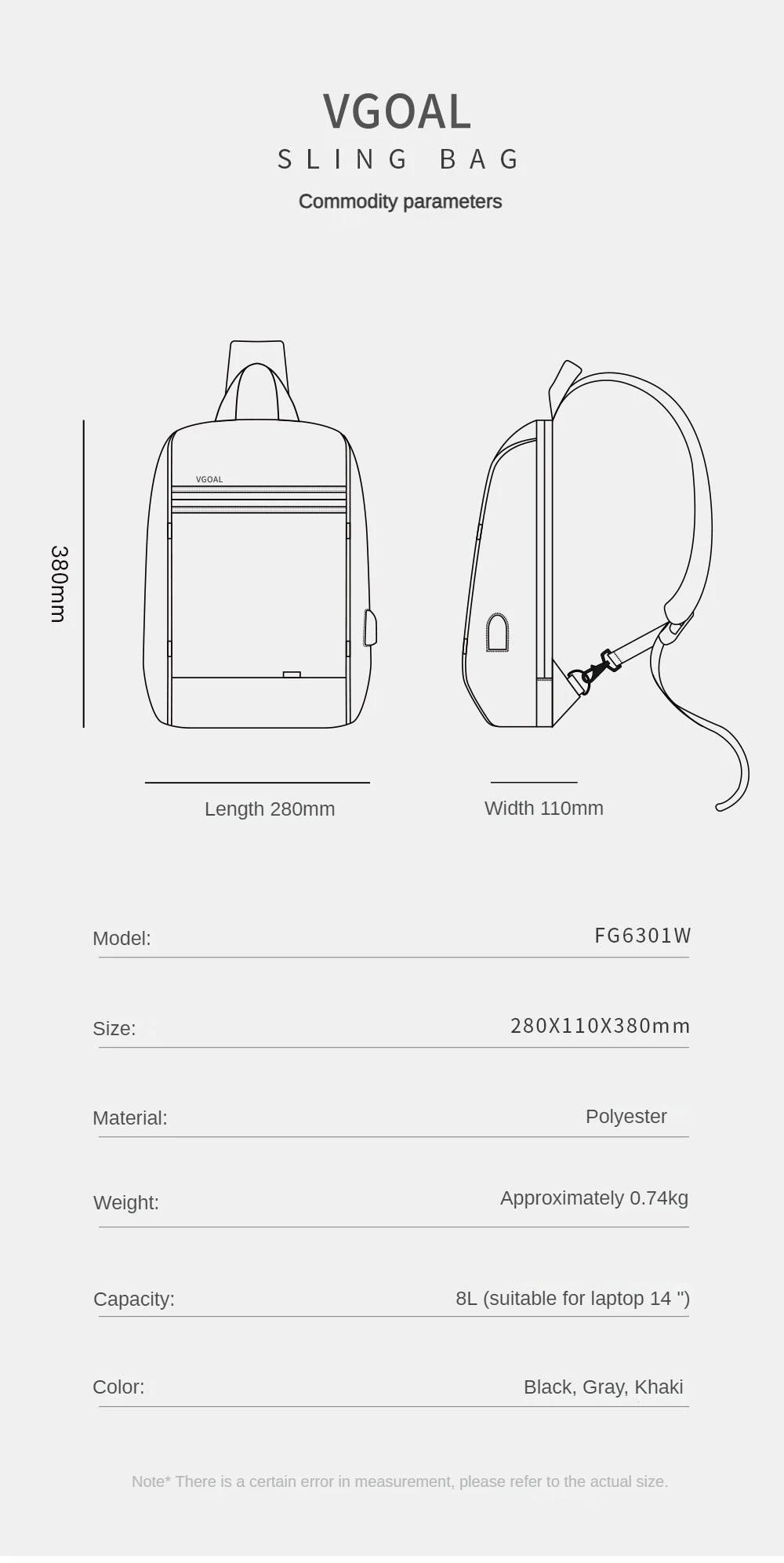 Kingsons/Vgoal Anti-theft Waterproof Single Shoulder Backpack For Men Laptop 14/13.3 inch W/ USB Charging Port&TSA Customs Lock