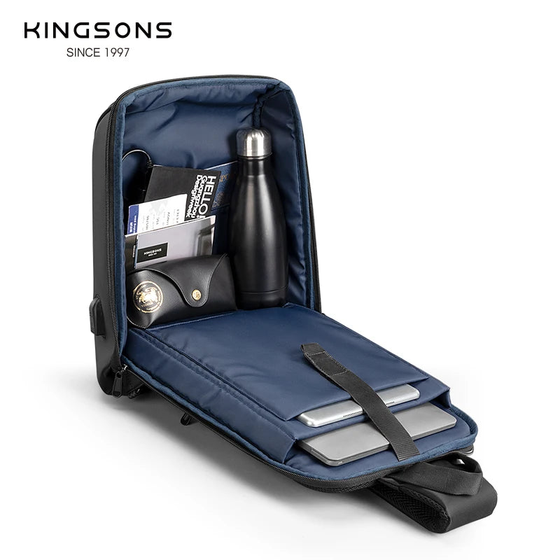 Kingsons/Vgoal Anti-theft Waterproof Single Shoulder Backpack For Men Laptop 14/13.3 inch W/ USB Charging Port&TSA Customs Lock